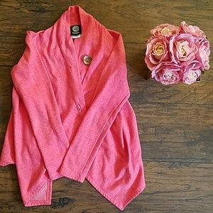 Bobeau Fleece Pink Cardigan